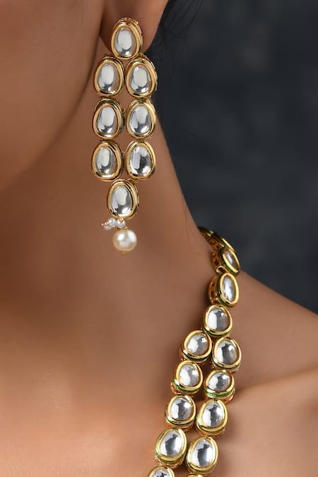 Buy_Paisley Pop_Gold Plated Beads, Diamonds Kundan Jewellery Set _Online_at_Aza_Fashions