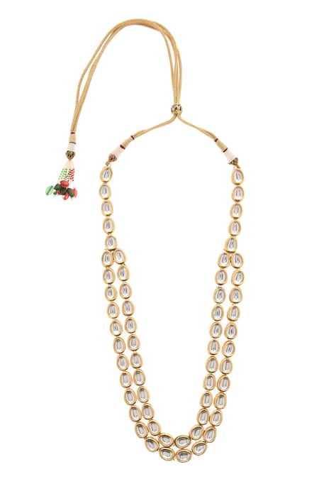 Shop_Paisley Pop_Gold Plated Beads, Diamonds Kundan Jewellery Set _Online_at_Aza_Fashions