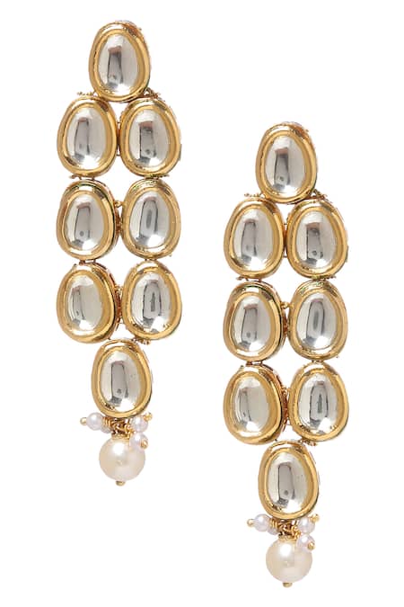 Paisley Pop_Gold Plated Beads, Diamonds Kundan Jewellery Set _at_Aza_Fashions