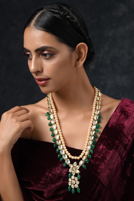 Paisley Pop Gold Plated Kundan Layered Necklace 