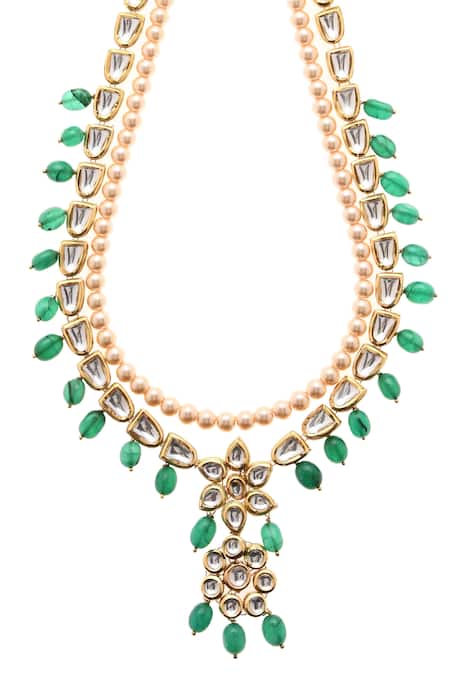 Shop_Paisley Pop_Gold Plated Kundan Layered Necklace _Online_at_Aza_Fashions