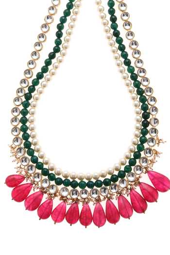 Paisley Pop Gold Plated Kundan Layered Necklace Online at Aza Fashions Paisley Pop_Gold Plated Kundan Layered Necklace _Online_at_Aza_Fashions