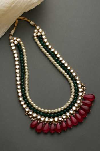 Buy_Paisley Pop_Gold Plated Kundan Layered Necklace _Online_at_Aza_Fashions