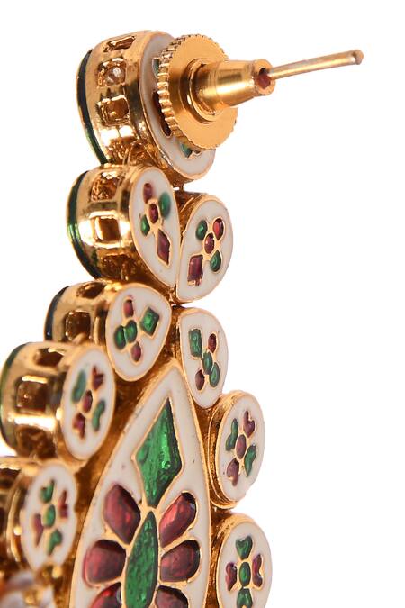 Paisley Pop_Gold Plated Stones, Beads, Diamonds Kundan Choker Set _at_Aza_Fashions