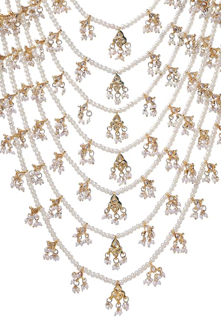 Paisley Pop_Gold Plated Kundan Layered Necklace _Online_at_Aza_Fashions
