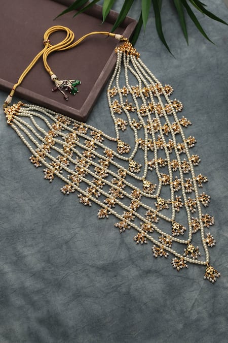 Buy_Paisley Pop_Gold Plated Kundan Layered Necklace _Online_at_Aza_Fashions