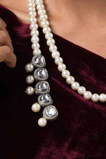 Paisley Pop_Gold Plated Pearl Bead Necklace _Online_at_Aza_Fashions