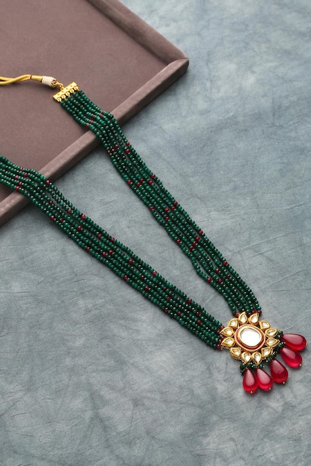 Buy_Paisley Pop_Gold Plated Stone Kundan Pendant Necklace _Online_at_Aza_Fashions