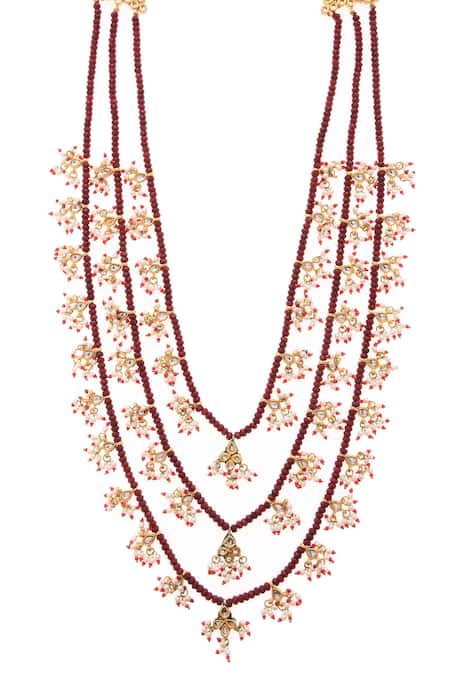 Paisley Pop_Gold Plated Kundan Layered Necklace _Online_at_Aza_Fashions