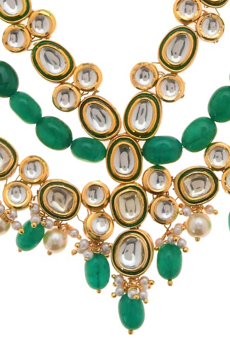 Shop Paisley Pop Gold Plated Kundan Layered Necklace Online at Aza Fashions Shop_Paisley Pop_Gold Plated Kundan Layered Necklace _Online_at_Aza_Fashions