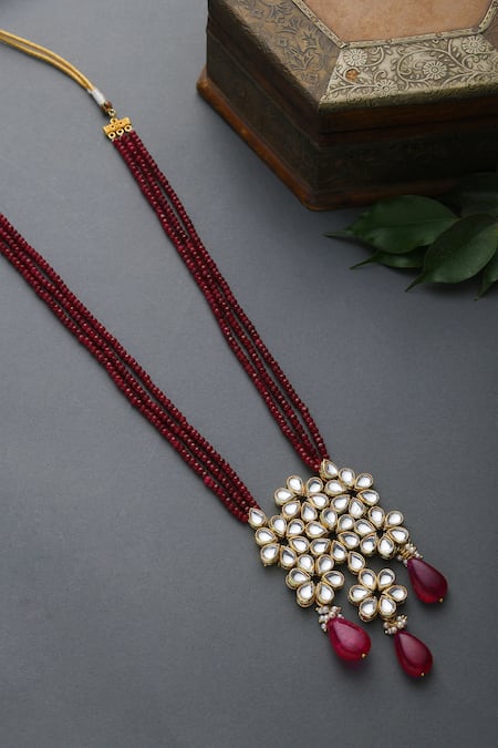Buy_Paisley Pop_Gold Plated Stone Kundan Pendant Necklace _Online_at_Aza_Fashions