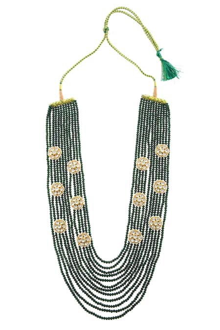 Buy Gold Plated Bead Kundan Layered Necklace by Paisley Pop Online