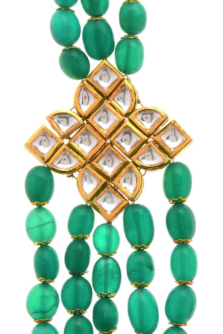 Shop Paisley Pop Gold Plated Bead Kundan Layered Necklace Online at Aza Fashions Shop_Paisley Pop_Gold Plated Bead Kundan Layered Necklace _Online_at_Aza_Fashions