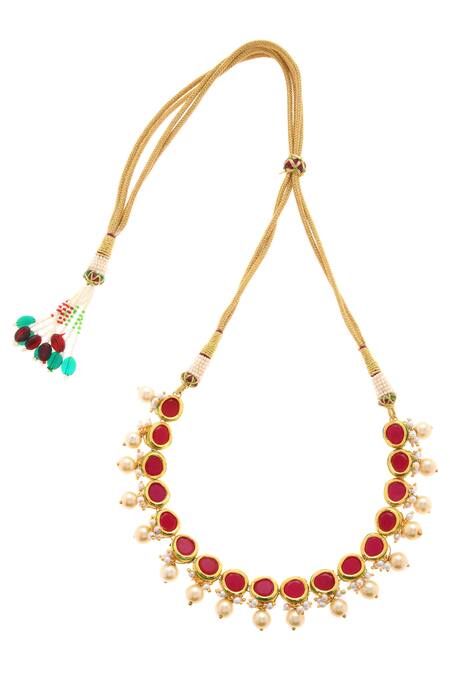 Paisley Pop_Gold Plated Stone Choker _Online_at_Aza_Fashions