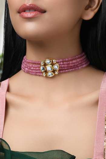 Buy_Paisley Pop_Gold Plated Kundan Choker _Online_at_Aza_Fashions