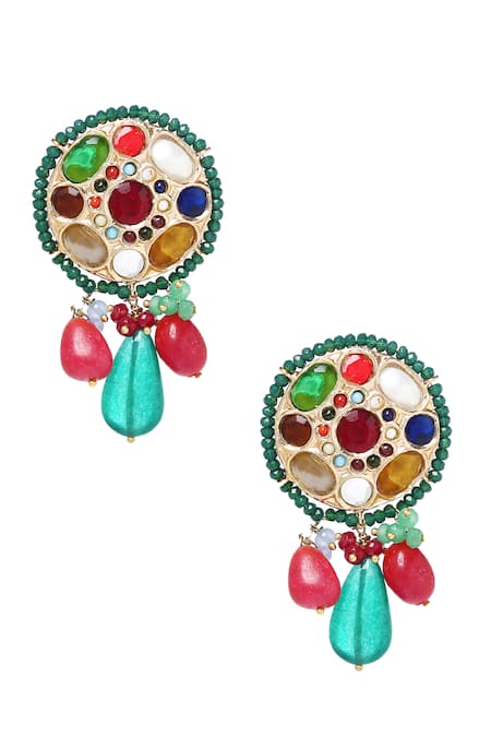 Shop_Paisley Pop_Gold Plated Beads, Stones Kundan Choker Set_Online_at_Aza_Fashions