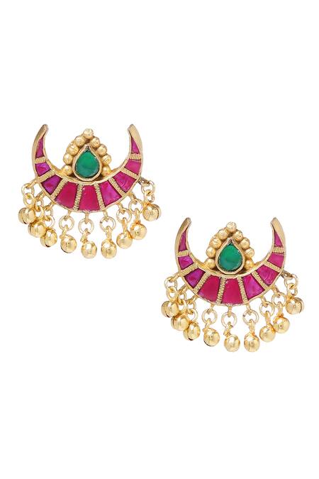 Shop_Paisley Pop_Gold Plated Beads Kundan Choker Set_Online_at_Aza_Fashions