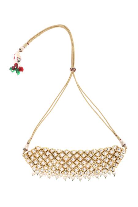 Paisley Pop_Gold Plated Kundan Choker _Online_at_Aza_Fashions