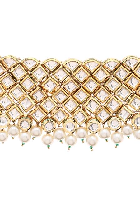 Shop_Paisley Pop_Gold Plated Kundan Choker _Online_at_Aza_Fashions