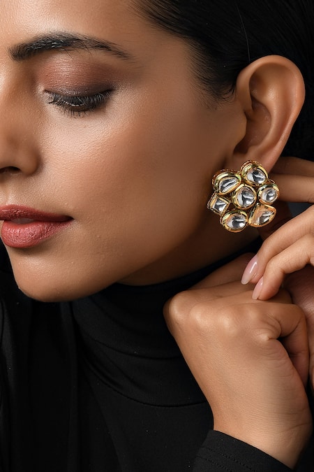 Shop Paisley Pop Gold Plated Kundan Layered Necklace Set Online at Aza Fashions Shop_Paisley Pop_Gold Plated Kundan Layered Necklace Set _Online_at_Aza_Fashions