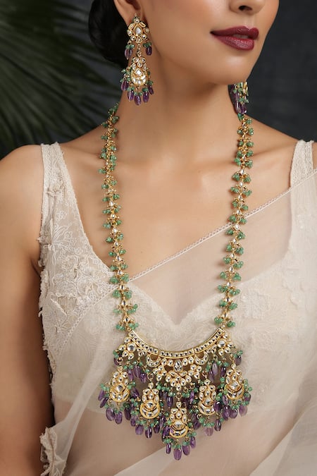 Buy Gold Plated Kundan Long Necklace by Paisley Pop Online at Aza Fashions.