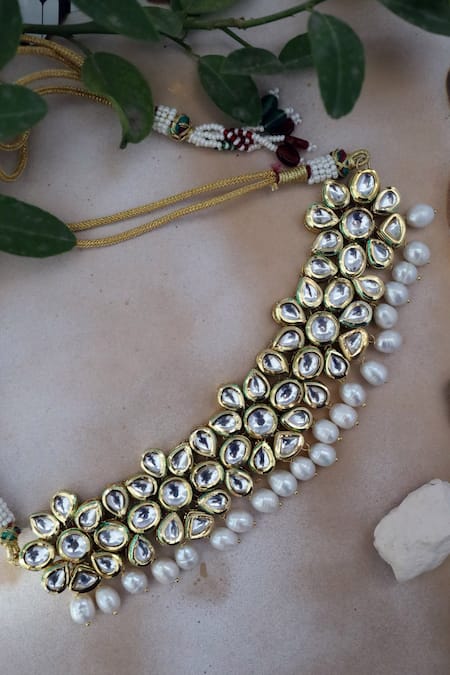 Paisley Pop Kundan Pearl Drop Choker 