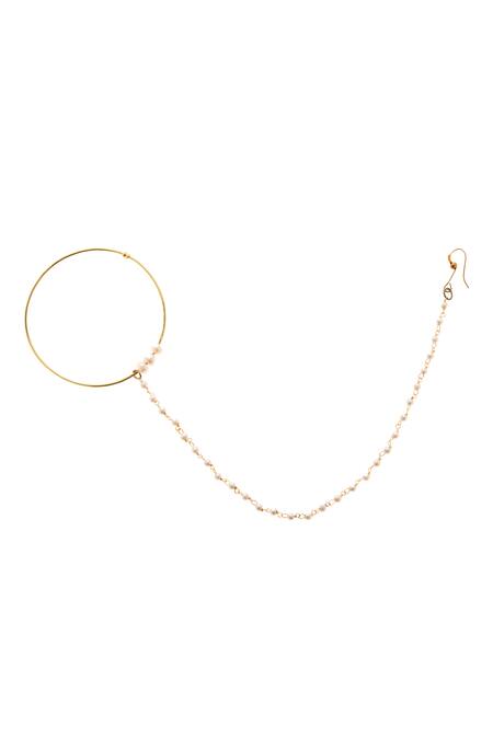 Paisley Pop_Gold Plated Pearls Adjustable Nath _Online_at_Aza_Fashions