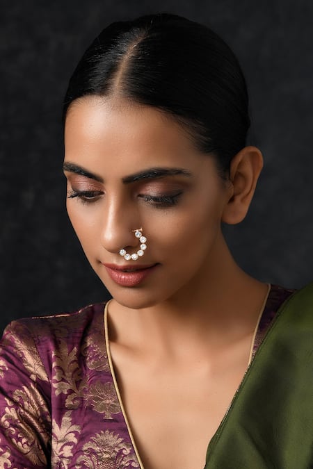 Paisley Pop Gold Plated Kundan Nose Pin