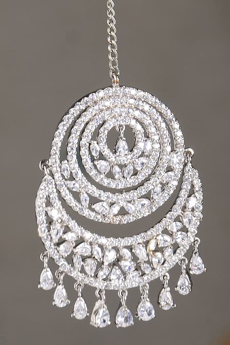 Shop Paisley Pop Silver Plated Crystal Maangtikka Online at Aza Fashions Shop_Paisley Pop_Silver Plated Crystal Maangtikka_Online_at_Aza_Fashions