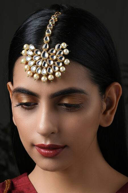 Paisley Pop_Gold Plated Kundan Maangtikka _Online_at_Aza_Fashions