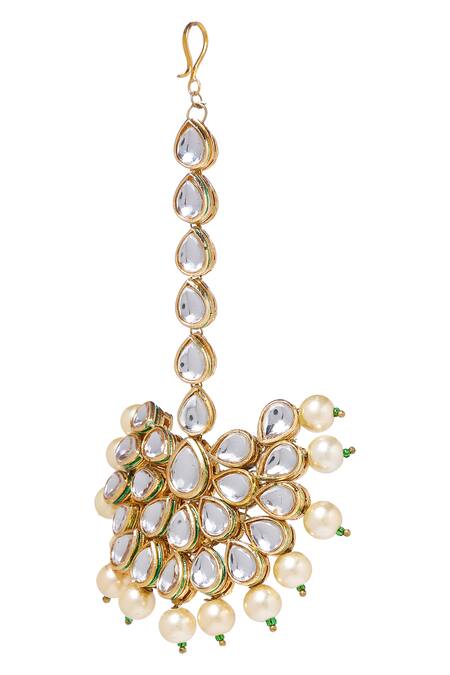 Shop_Paisley Pop_Gold Plated Kundan Maangtikka _Online_at_Aza_Fashions