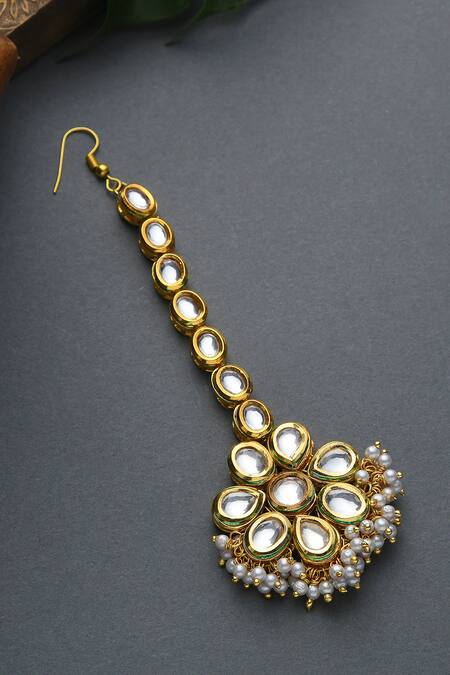 Buy_Paisley Pop_Gold Plated Floral Kundan Maangtikka _Online_at_Aza_Fashions