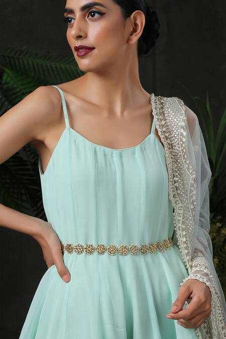 Buy Paisley Pop Gold Pearls Polki Floral Belt Online at Aza Fashions Buy_Paisley Pop_Gold Pearls Polki Floral Belt _Online_at_Aza_Fashions