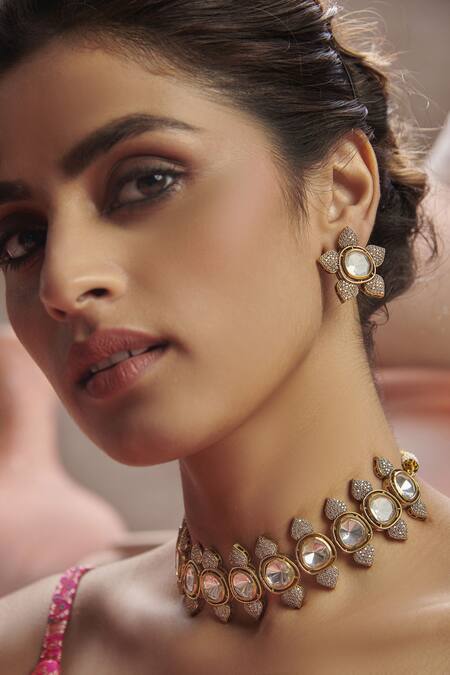 Paisley Pop Gold Plated Polkis Victorian Necklace Set 3