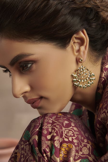 Paisley Pop Kundan Floral Chandbali Earrings 