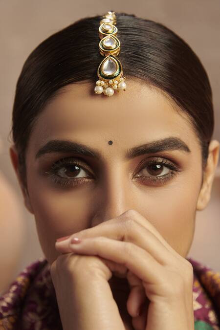 Paisley Pop_Gold Plated Kundan Maangtikka _Online_at_Aza_Fashions