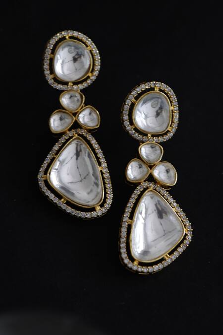 Shop Paisley Pop Gold Plated Polkis Victorian Danglers And Drops at Aza Fashions Shop_Paisley Pop_Gold Plated Polkis Victorian Danglers And Drops _at_Aza_Fashions