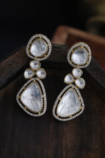 Shop Paisley Pop Gold Plated Polkis Victorian Danglers And Drops Online at Aza Fashions Shop_Paisley Pop_Gold Plated Polkis Victorian Danglers And Drops _Online_at_Aza_Fashions