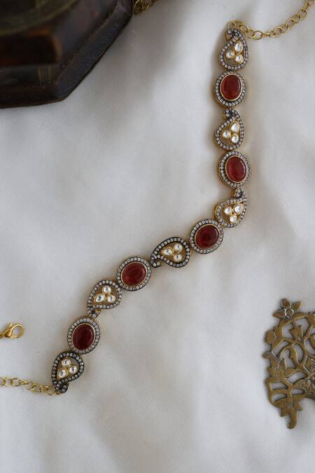 Buy Paisley Pop Red Polkis Victorian Head Band Online at Aza Fashions Buy_Paisley Pop_Red Polkis Victorian Head Band_Online_at_Aza_Fashions