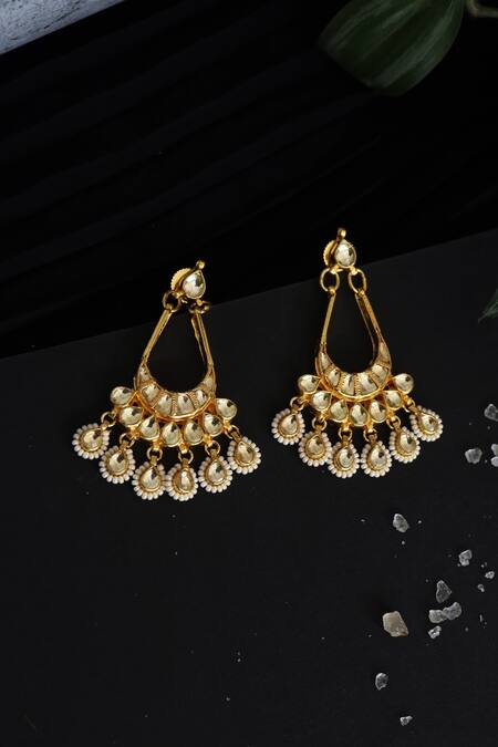 Buy_Paisley Pop_Gold Plated Kundan Chandbali Earrings_Online_at_Aza_Fashions