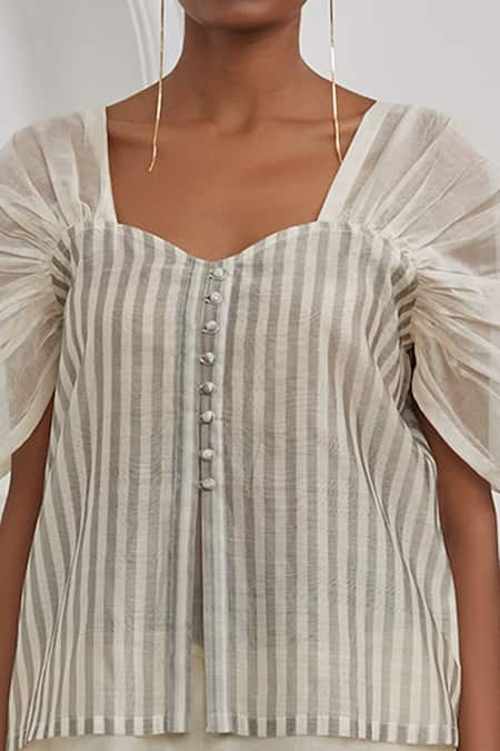 Buy Prama By Pratima Pandey Off White Sweetheart Neck Silk Chanderi Embroidered Tunic Online at Aza Fashions Buy_Prama By Pratima Pandey_Off White Sweetheart Neck Silk Chanderi Embroidered Tunic _Online_at_Aza_Fashions