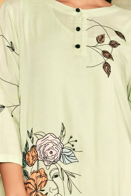 Buy Shilpi Gupta Green Organic Rayon Embroidery Round Layered Kurta And Palazzo Set Online at Aza Fashions Buy_Shilpi Gupta_Green Organic Rayon Embroidery Round Layered Kurta And Palazzo Set _Online_at_Aza_Fashions