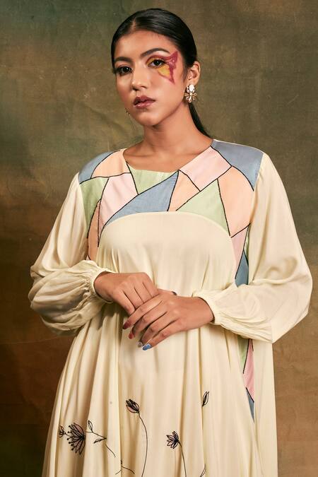 Shilpi Gupta Yellow Organic Rayon Embroidery Round Kurta And Palazzo Set Online at Aza Fashions Shilpi Gupta_Yellow Organic Rayon Embroidery Round Kurta And Palazzo Set _Online_at_Aza_Fashions
