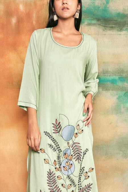 Buy Shilpi Gupta Yellow Organic Rayon Embroidery Round Kurta And Palazzo Set Online at Aza Fashions Buy_Shilpi Gupta_Yellow Organic Rayon Embroidery Round Kurta And Palazzo Set _Online_at_Aza_Fashions
