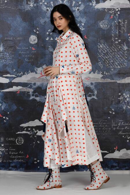 Buy_Jajaabor_White Cotton Draped Tunic Set_Online_at_Aza_Fashions