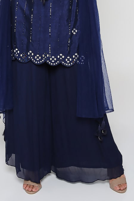 Bha Sha Blue Silk, Georgette, Net, Cotton Mirrors, Prachi Short Kurta Sharara Set at Aza Fashions Bha Sha_Blue Silk, Georgette, Net, Cotton Mirrors, Prachi Short Kurta Sharara Set _at_Aza_Fashions