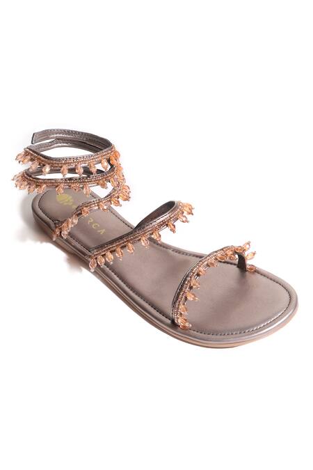 Perca_Beige Snake Spiral Flats_Online_at_Aza_Fashions