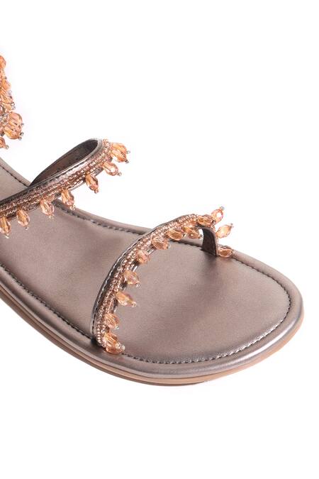 Shop_Perca_Beige Snake Spiral Flats_Online_at_Aza_Fashions