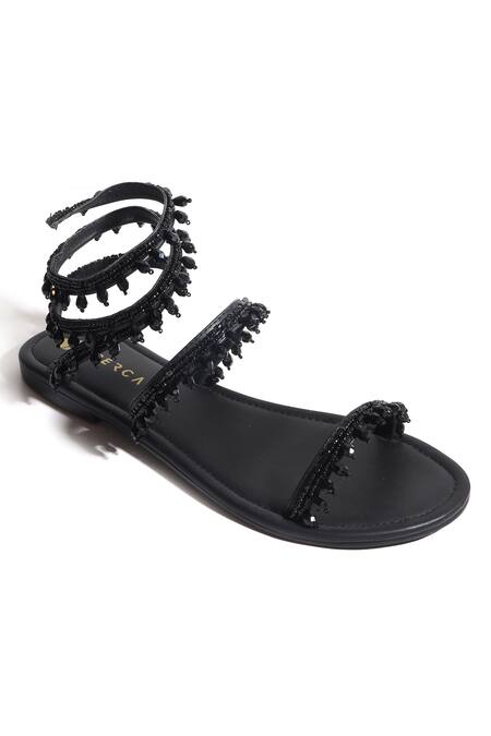 Perca_Black Snake Spiral Flats_Online_at_Aza_Fashions