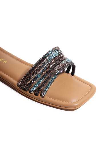 Shop_Perca_Brown Embellishments Slip On Flats_Online_at_Aza_Fashions